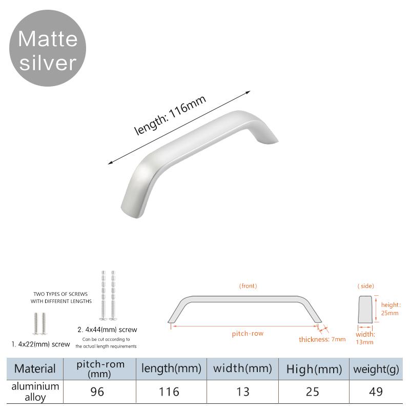 

Современные мебельные ручки Черные ручки для дверей шкафа Серебристые длинные ручки для ящиков Ручка для шкафа в ванной комнате Ручка из алюминиевого сплава Изогнутая ручка