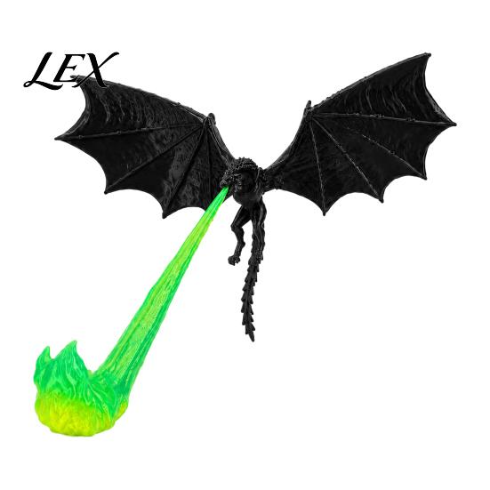 Sturdy Dragon Desk Accessory 3D Printed Fire-Breathing Fantasy Shelf Decor, Flying Nook Bookshelf Light, Black Design Desktop Ornament for Collectors