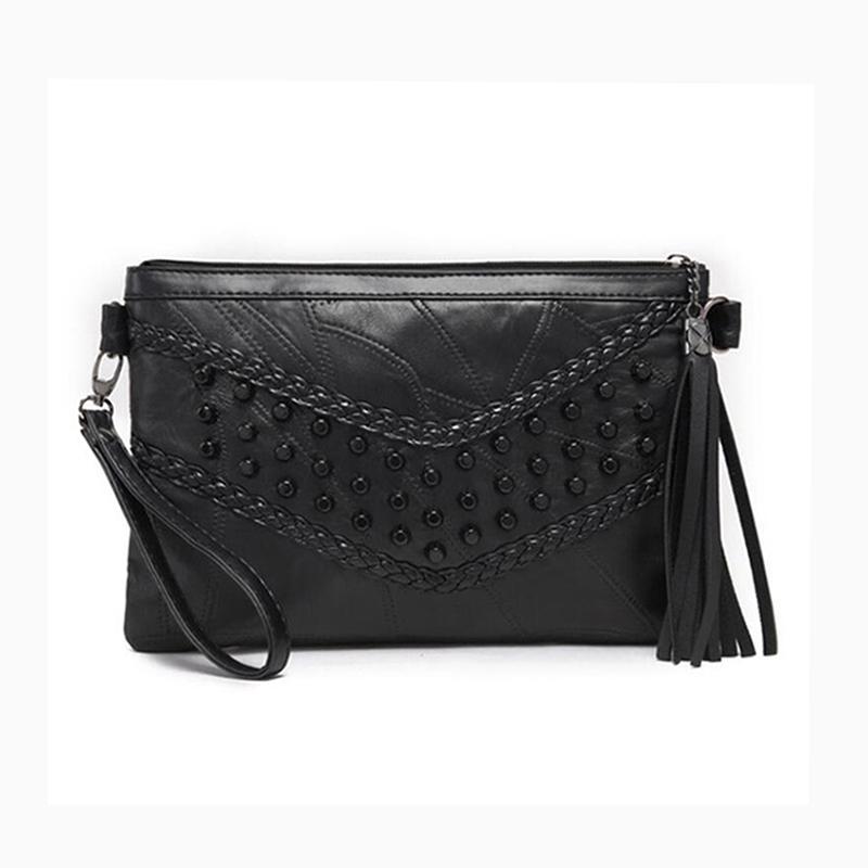 Buy Yogodlns Tassel Women Clutch Rivet Fringed Handbags Female Messenger Crossbody Bag Day