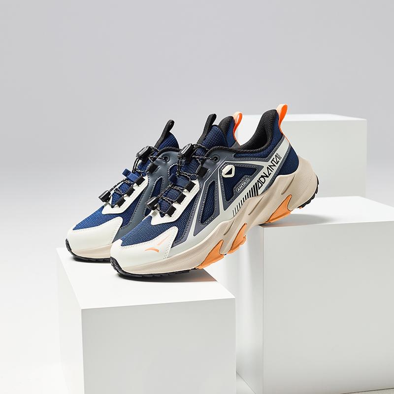 Anta Kids Comfortable Breathable Shock Absorbing Wear Resistant Casual Shoes Kids Casual Shoes White Blue Gray A12435542-4