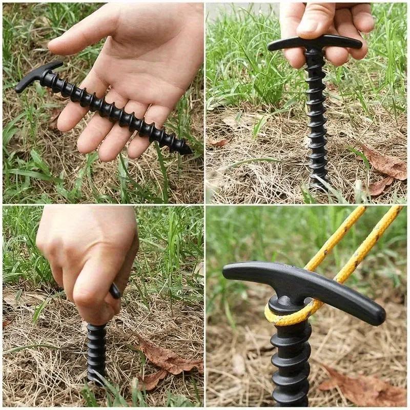 10 Pcs/Pack Outdoor Camping Tent Pegs Ground Nails Screw Anchor Stakes Pegs Hiking Tent Stakes Pins Tent Accessories