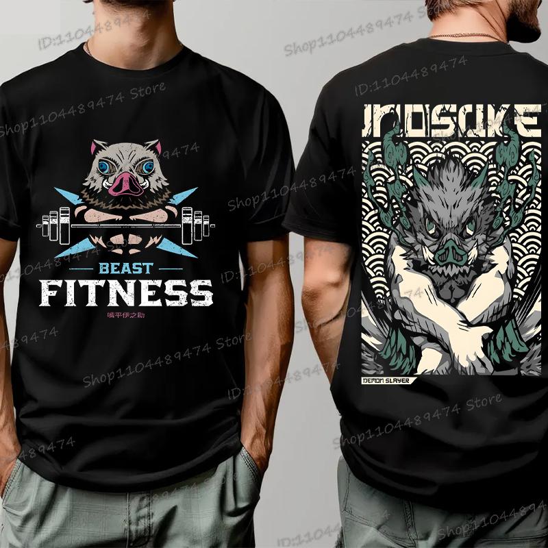 Harajuku Anime Demon Slayer Men T-shirts Hashibira Inosuke Fashion Cosplay Graphics T Shirt Short Sleeve Summer Comic Streetwear