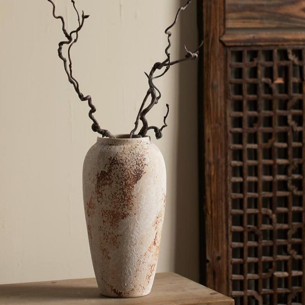 Wabi Sabi Style Ceramic Vase Decorative Unique Speckled Texture Flower Pot Classical Beauty Matte Texture Ceramic Flower Jars