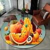 3D Cute Tropical Fruit Print Round Carpet Cartoon Fruits Rug for Living Room Bedroom Playroom Bathroom Decor Non-slip Floor Mat