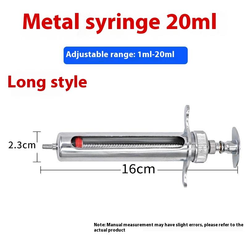 1 Set 20-50 ml Veteriner Alet Şırınga Aşı Enjeksiyonu Ayarlanabilir Doz 304 Paslanmaz Çelik İğne Ucu Dağıtıcı Hayvancılık Kümes Hayvanları