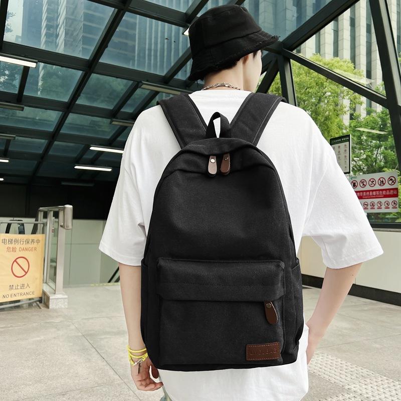 Canvas Bag Men'S Casual Backpack Fashion Trendy Simple Versatile Backpack Female Student Schoolbag
