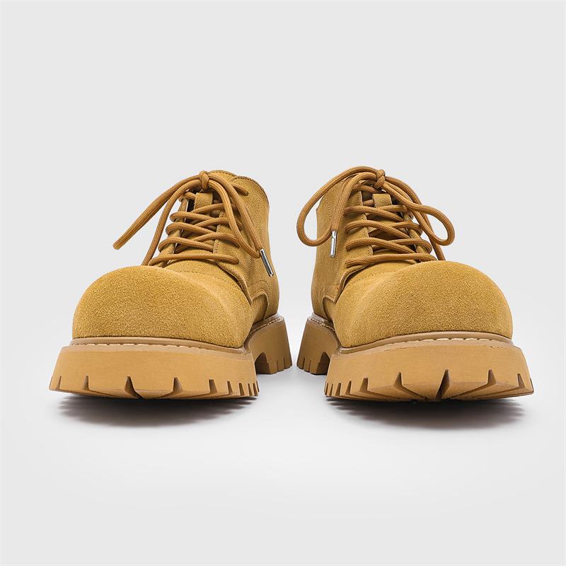 Plateau Derby Schuhe Herren Frühling Plateau Großer Kopf Martin Schuhe Vintage Werkzeugstiefel-X