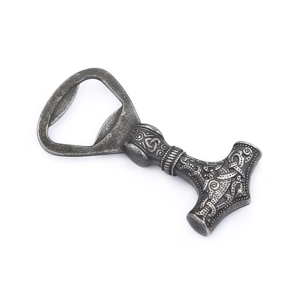 Nordic Vikings Black Thor Hammer Mjolnir Bottle Opener 316L Stainless Steel Gothic Vintage Scandinavian Corkscrew Tool Jewelry