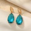 Blue Big Waterrop Dangle Earrings for Women 2025 New Fashion Synthetic Crystal Earring Golden Party Jewelry Accessories