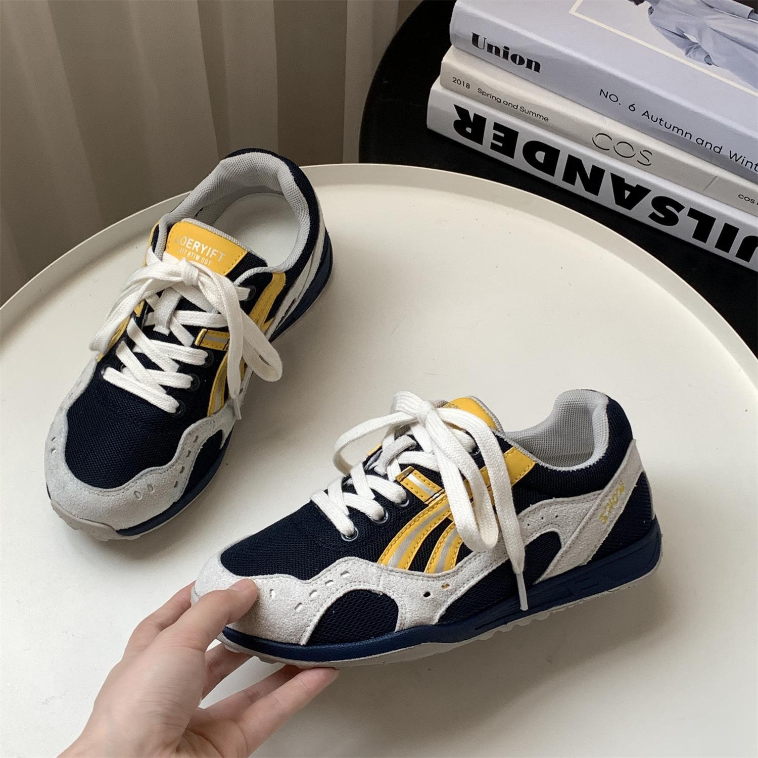 

2025 autumn new Forrest Gump shoes jogging casual sports shoes mesh breathable fashion inner height increase German training shoes women s shoes 40 синий