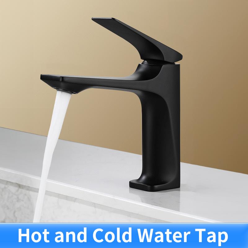 

Copper Alloy Bathroom Faucet Anti-Splash Dual Temperature Control Brushed Finish Sink Tap 1 or 3 Hole Deck Mount