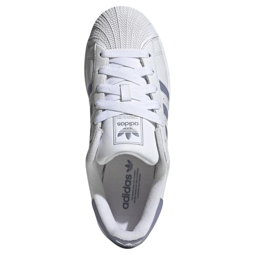 Adidas Originals Superstar 2 Classic Comfortable Durable Low-Top Skate Shoes Women Sneakers White Purple JS1373