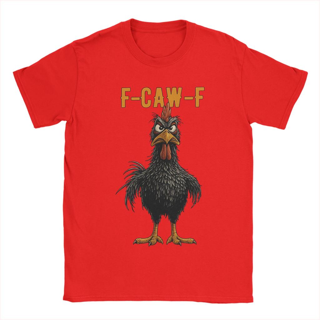 Funny F-Caw-F Black Angry Chicken Meme Cotton T Shirt For Men Summer Streetwear T Shirts O-Neck Harajuku Tee Shirt Big Size Tops