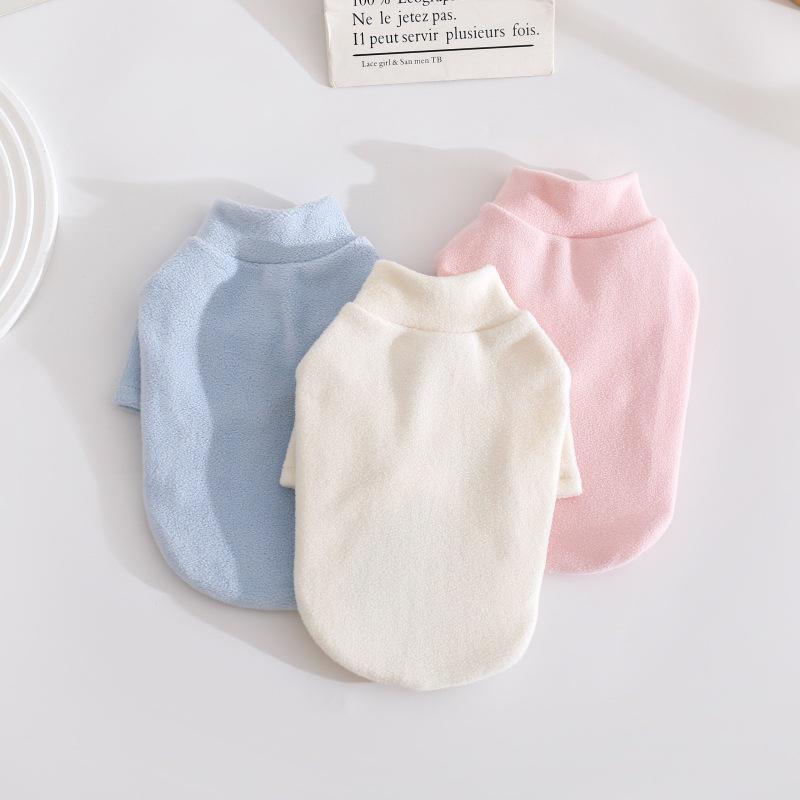 Pet Warm High Collar Hoodie - Solid Color Autumn/Winter Base Layer for Dogs & Cats