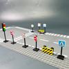 Moc City Road Traffic Signs Building Blocks Toys Street Traffic Blocks Classic City Road Sign Warning Board Bricks Toy Parts