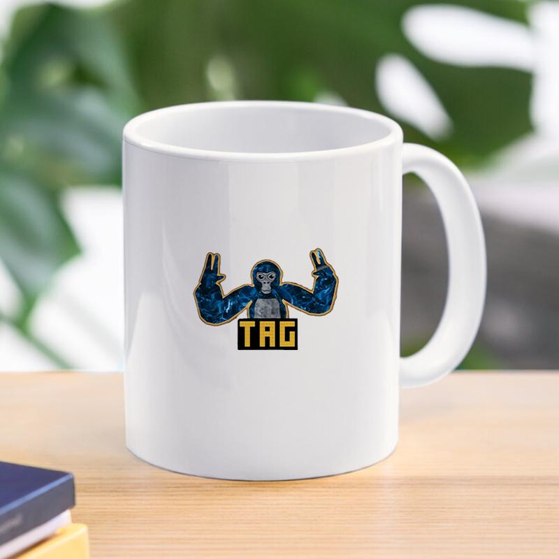 Gorilla Tag Monke Cartoon Mug Monkey Breakfast Milk Cup Drink Tableware Ceramic Coffee Cup Gift Dessert Kawaii Drinkware Kitchen 11oz