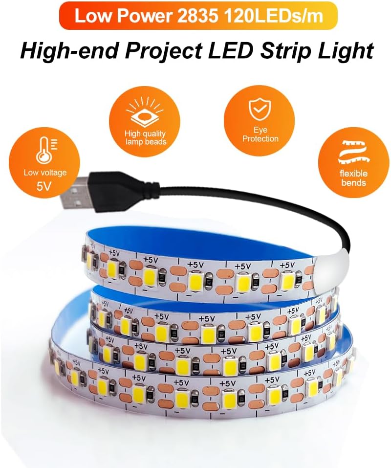 USB 5V LED Light Strips SMD2835 1M 2M 3M 5M White Warm White LED Strip Lights for TV Backlights Home Decor Tape Ribbon Lighting