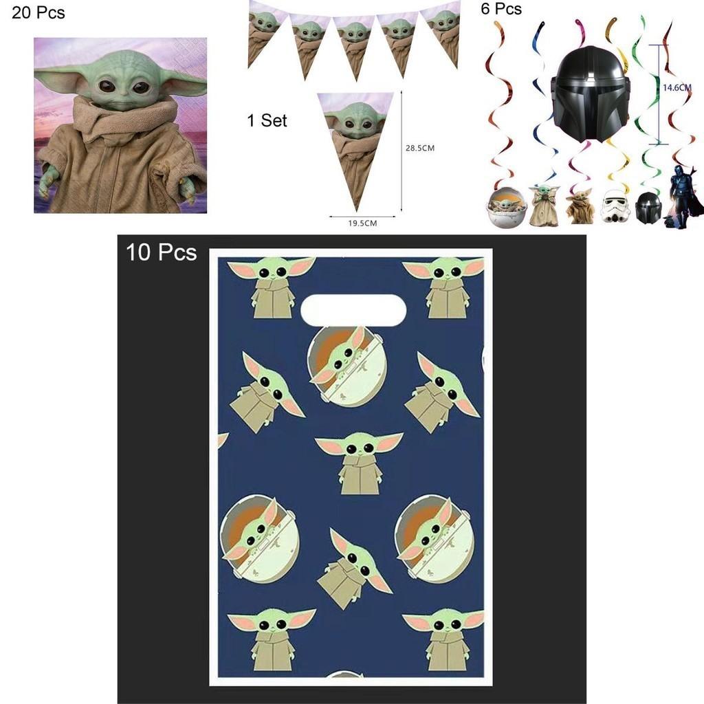 Decoración Suministro Fiesta Cumpleaños Tema Yoda Niños Con Platos Vasos Pancarta Globos**