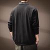 Men's Faux Two-Piece Wheat Texture Long Sleeve Polo Sweatshirt
