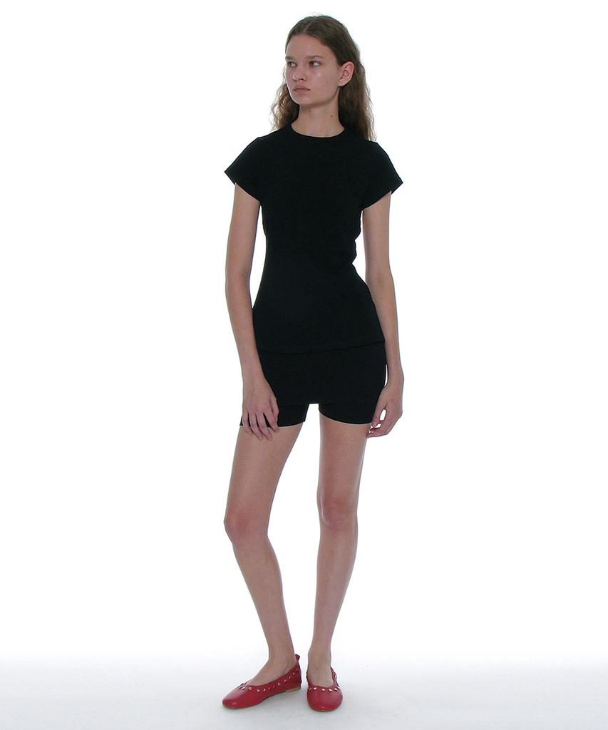 PARTIMENTO WOMEN Minimal Button-Up Medium Length Top_Black