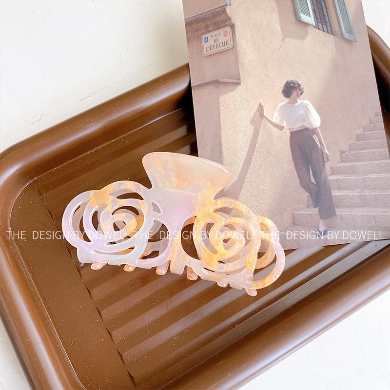 

And Stylish Chic Acrylic Hair Claw Clip Featuring Unique Hollow Texture Design Colorful Pink