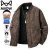 MaoRen Men's Casual Baseball Collar Leather-Look Jacket