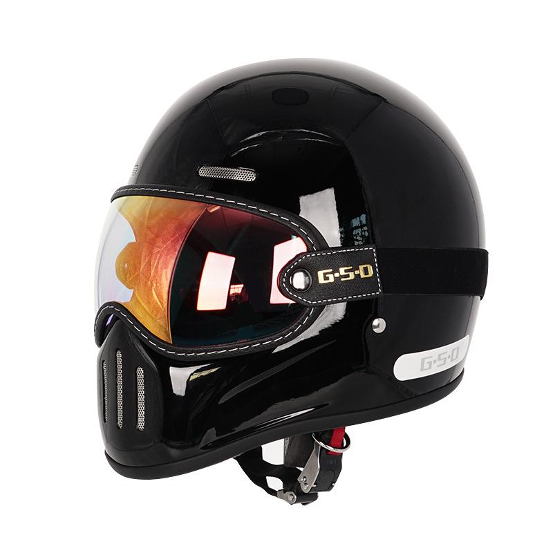 Fiberglass Retro Full Face Motorcycle Helmet for All Seasons - Unisex Winter Safety 3C Certified