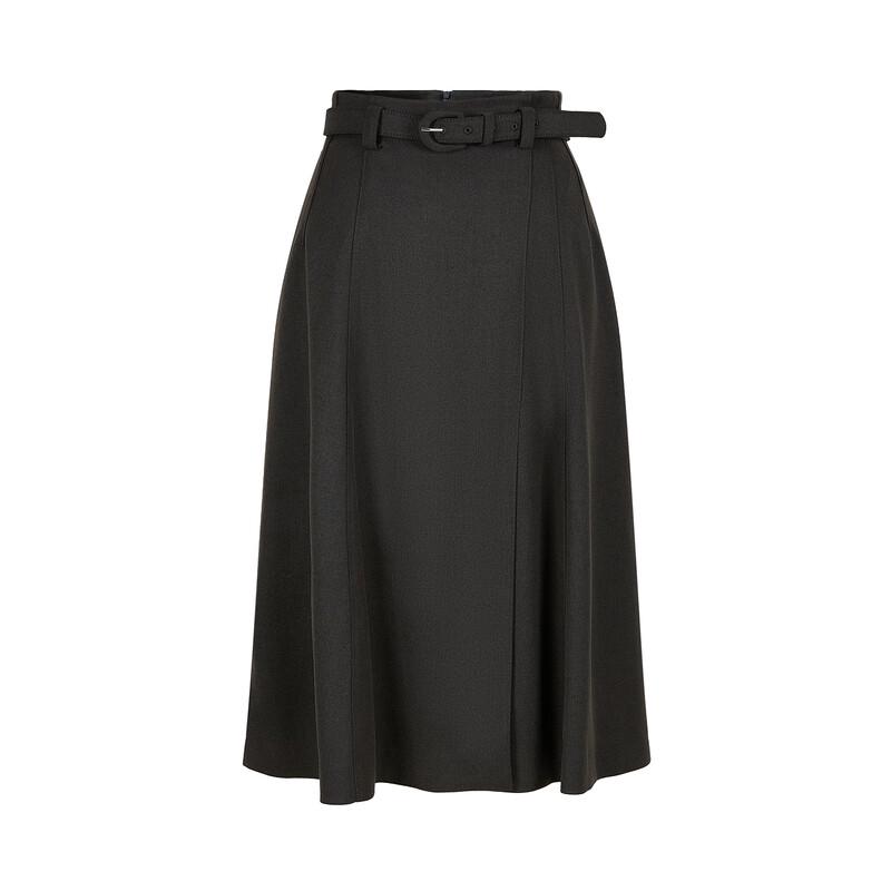 JUZI Annakou Elegant Dark Grey A-line Midi Skirt