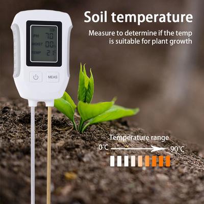 3 In 1 Soil Tester Digital Display LCD Screen Soil Thermometer Portable Heat-resistant Metal Sensor