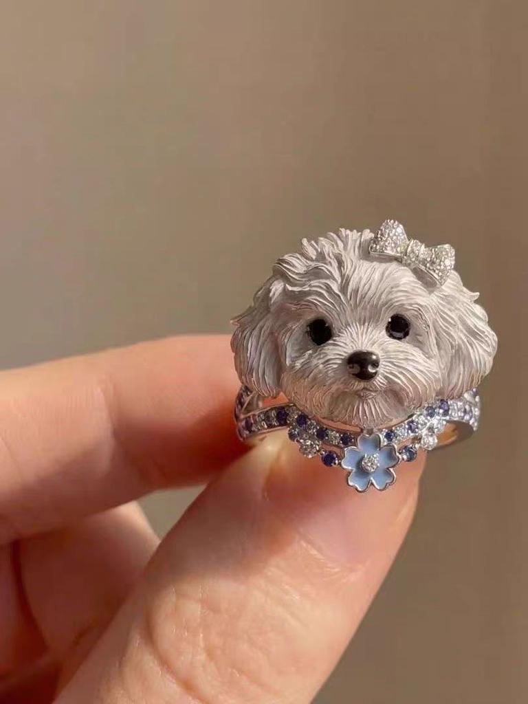 [süßer Haustierplanet] süßer Haustierhund Haustier Avatar Ring dreidimensionale Form exquisites einzigartiges Persönlichkeits-Gedenkring