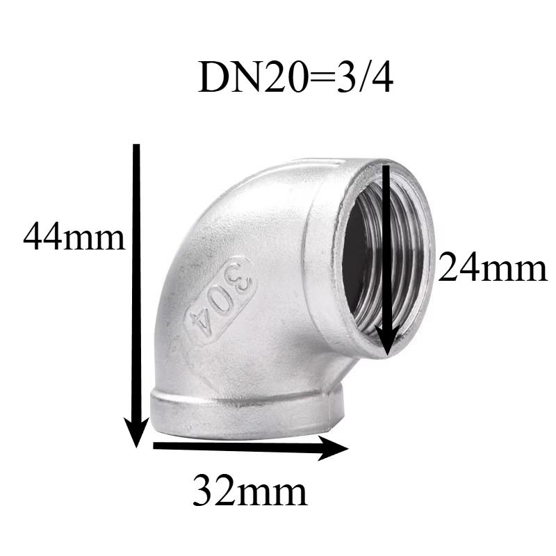 304 Edelstahl Innendraht Winkel Gewinde rechter Winkel 90 Grad Innengewindeanschluss Wasserrohrzubehör
