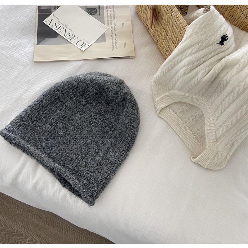 Contains Wool Blended Knitted Hat for Women in Winter Japanese Versatile Woolen Hat Big Head Circumference Pile Hat Small Cold Hat Showing Face
