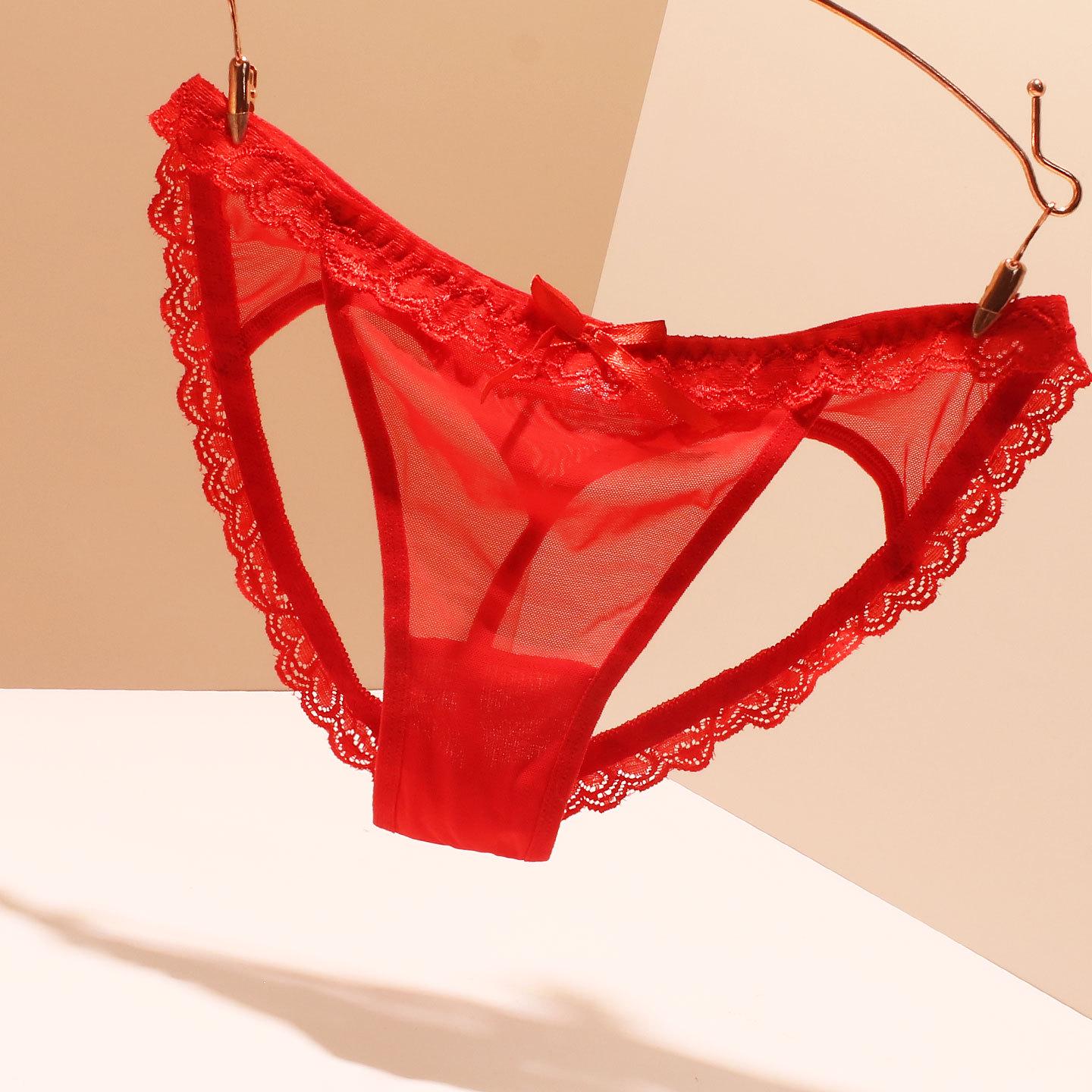 

Кружевные бесшовные прозрачные трусики с бантиком: Ультратонкий, с низкой посадкой, удобный летний наряд для женщин. One Size красный
