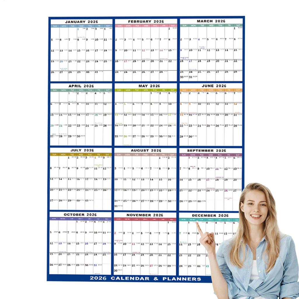 2026 Dry Erase Wall Calendar 24x36 Inch 12 Month Yearly Planner for Home Office School Teachers Students Kids Schedule Organizer