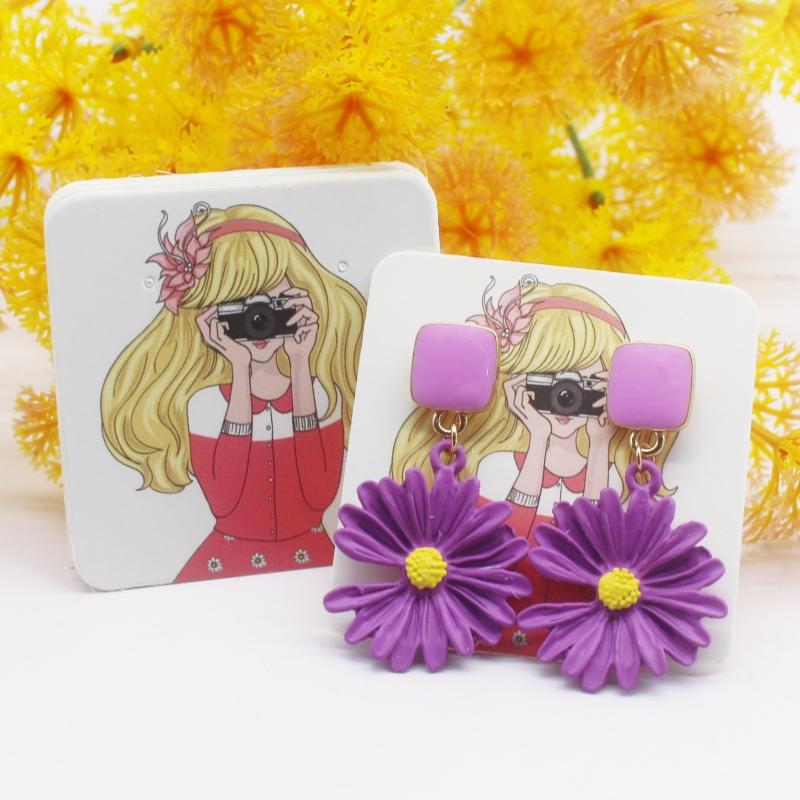 

100 шт. новых цветных печатных карточек для сережек 5x5 см, упаковка украшений ручной работы 100card