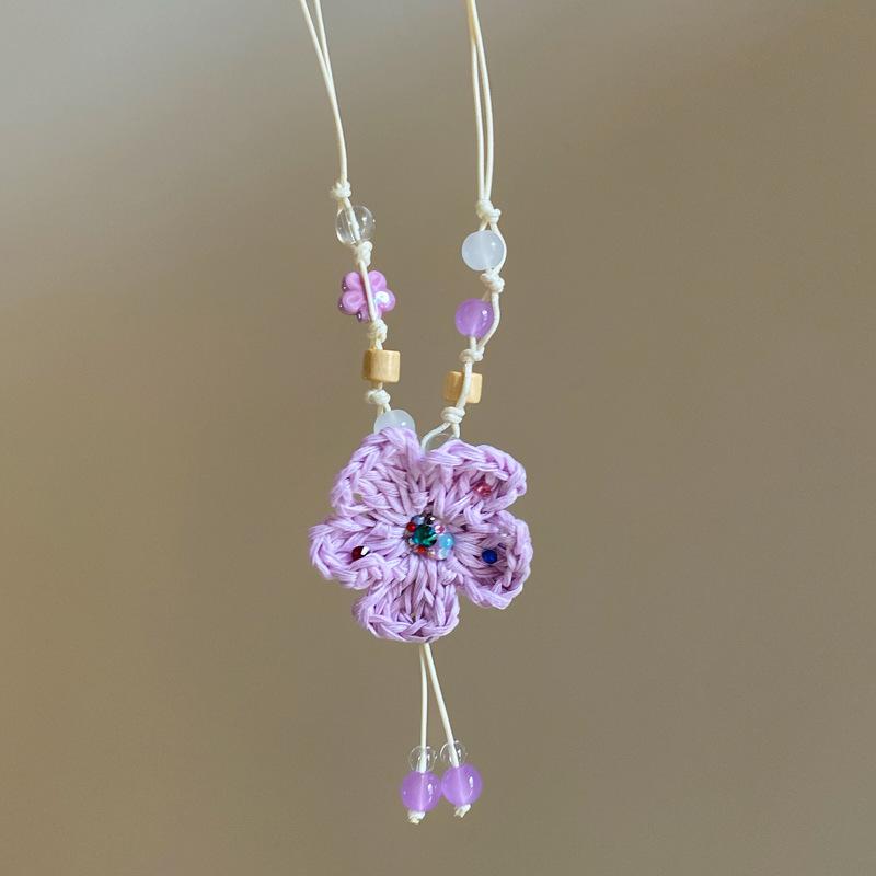 Shallow Summer Island Women's Dopamine Flower Necklace - 2026 Seaside Vacation Beaded Collarbone Chain.