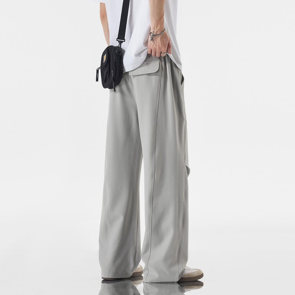 Summer New Pleated Outdoor Sports Casual Pants Men's Solid Color Simple and Versatile Loose Wide-leg Trousers