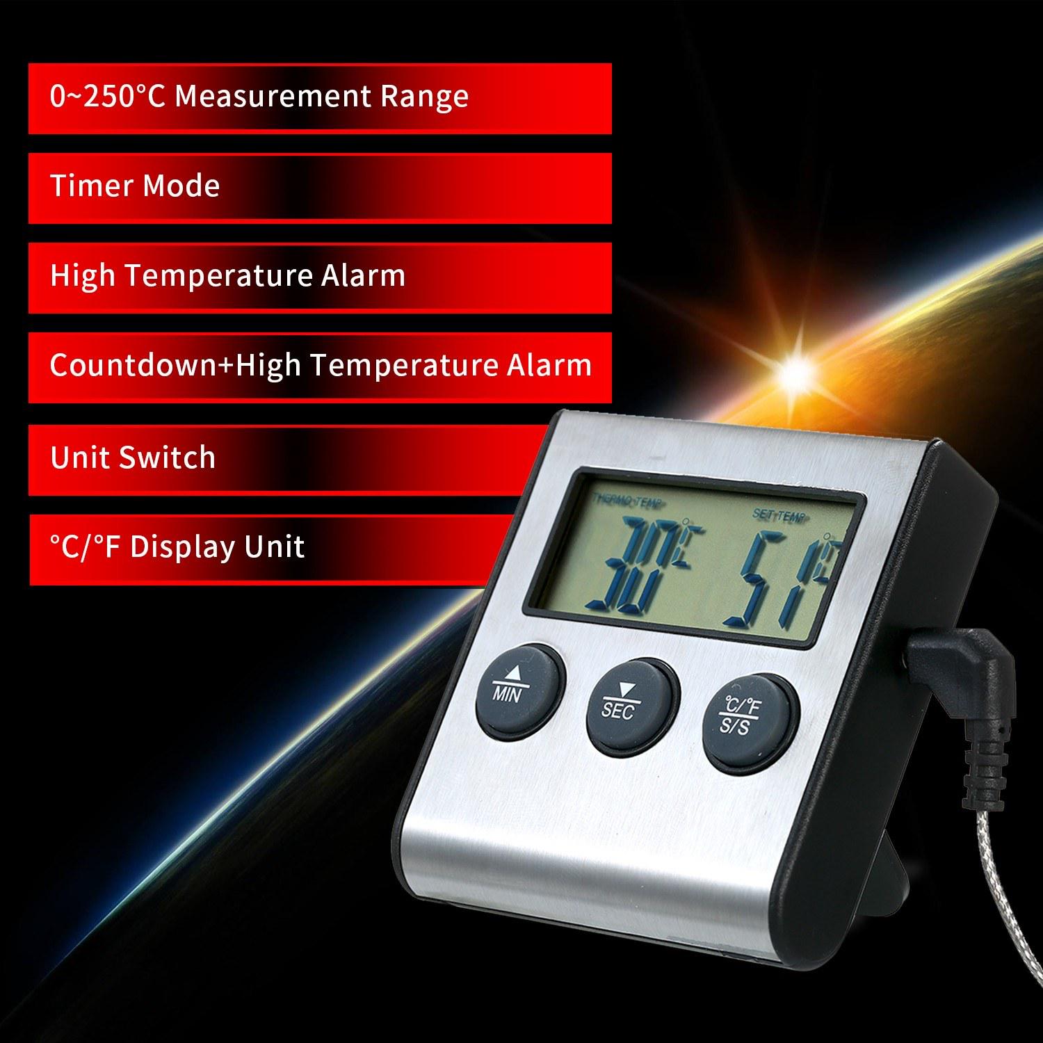 

Kitchen BBQ Grill Food LCD Digital Thermometer 0~250°C with Alarm Timer Function (without Certification) Type A
