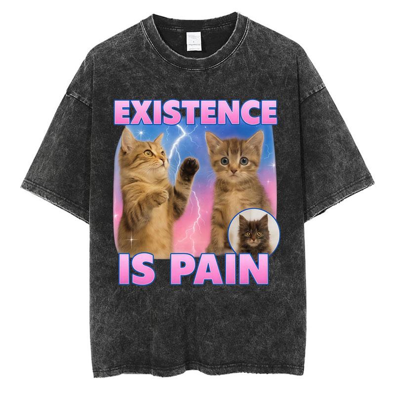 Wash I Survived Todays Tummy Ache Funny Cat Meme T Shirt Men Women Personality Fashion Tshirt Cotton Casual Oversized T Shirts