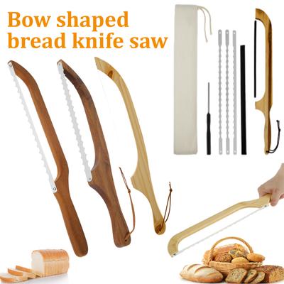Couteau à pain en bois Couteau à baguette à pâtisserie Couteau à gâteau dentelé Couteau à toast Coupe-pain Outil Scie à pain Accessoires de cuisine