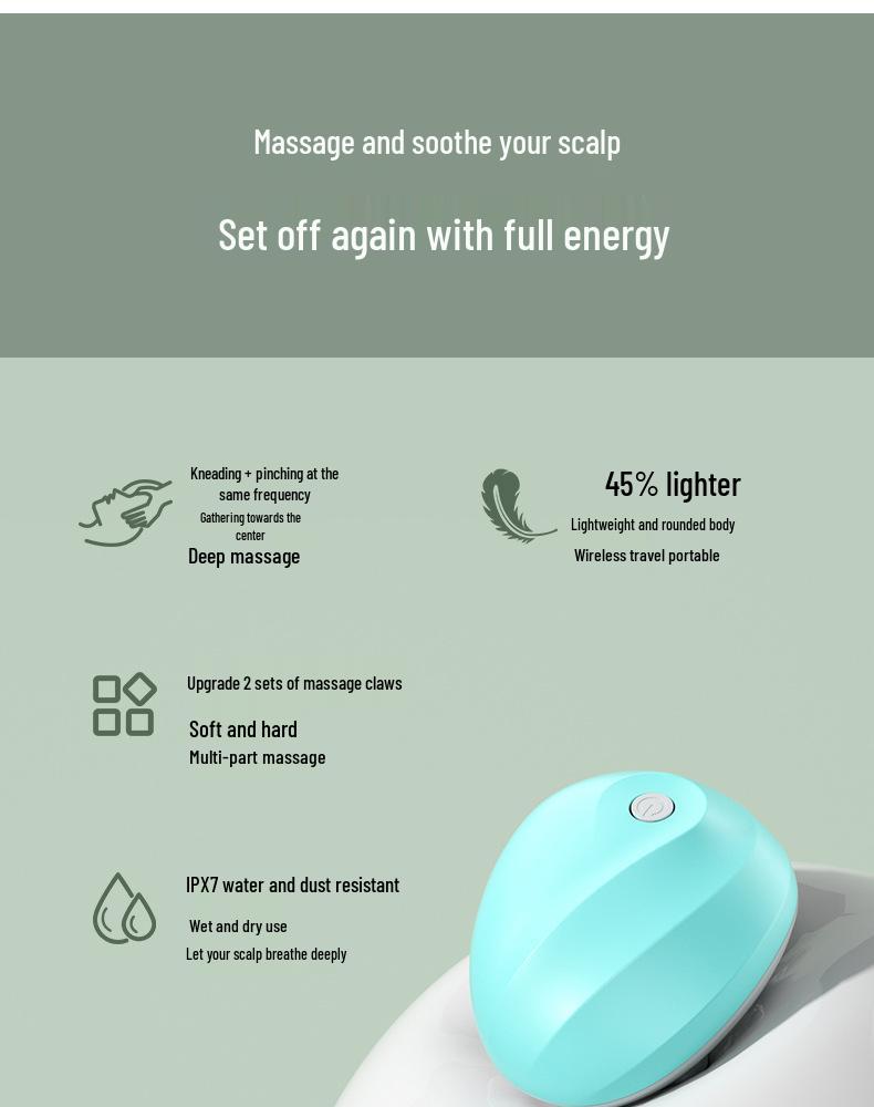 Electric Silicone Scalp Massager - Portable USB Rechargeable Kneading Head and Pet Massager