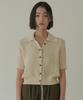 Lingseoul Open Collar Cotton Knit-Oatmeal