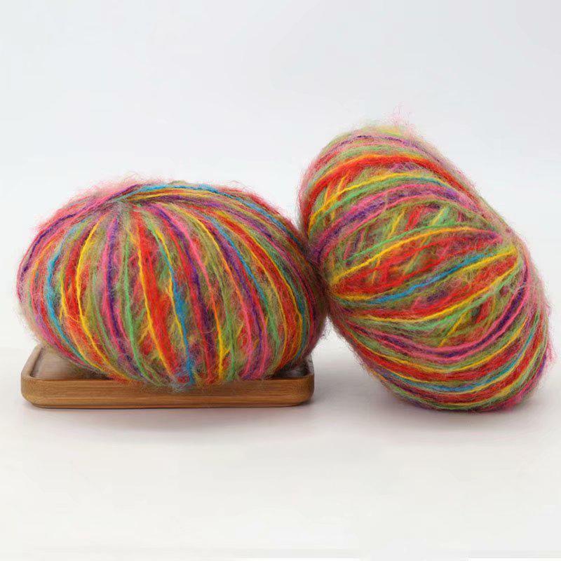 25g/Knäuel Mischfarbe Buntes Spezialgarn zum Handstricken Farbverlauf Handgefärbtes Mohar-Garn Gestrickter Pullover Schal Mütze Puppe