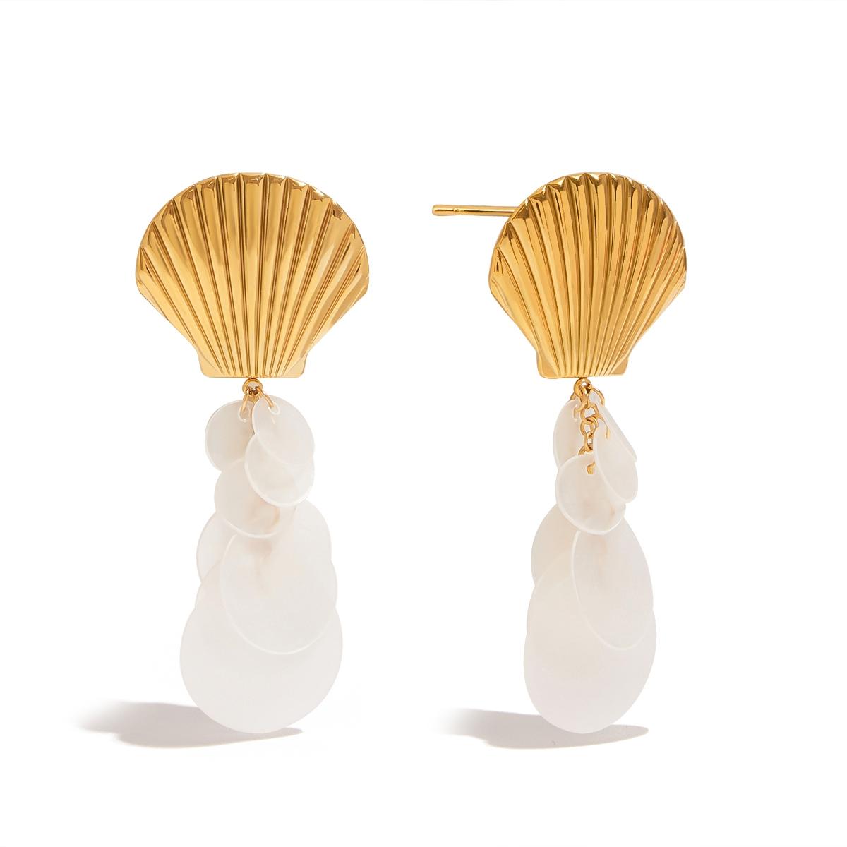 

Yori Personalized Stainless Steel Shell Tassel Earrings Summer Trendy Holiday Fashion Charm 18K Golden PVD Jewelry золотистый