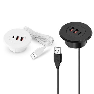Desk Charging Adapter Round Embedded USB Type C Hub Space Saving for Efficient Device Charging