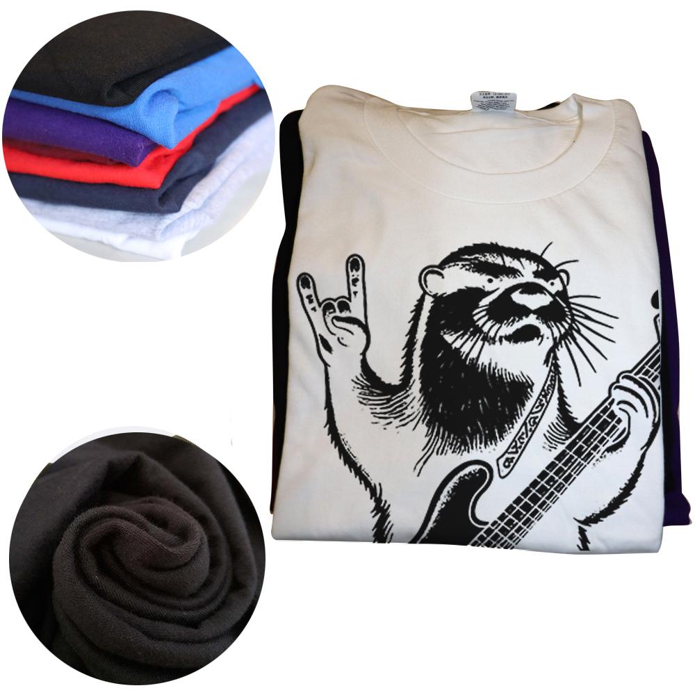 Rock N Roll Otter Playing Guitar Funny Mens Womens Otter T Shirts Summer Cotton Streetwear Short Sleeve Birthday Gifts T-shirt