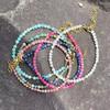 Muliti-color 3mm Faceted Nature Stone Beaded Bracelet For Women Shiny Stainless Steel Square Spacers Exquisite Party Gift