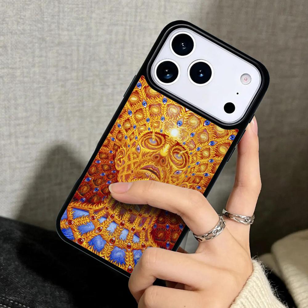 Capa Case for iPhone 17 Air 16 Pro Max 15 Plus 11 13 Mini 14 12 Back Phone Cover Alien Martian Psychedelic UFO