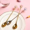 Cherry Blossoms Espresso Spoon Long Handle Ice Spoon Tableware Decoration Coffee Dessert Spoon  Tea