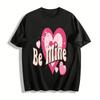 Be Mine Heart Print Casual Top Romantic Confession Style Versatile T-Shirt Pure Cotton T-shirt